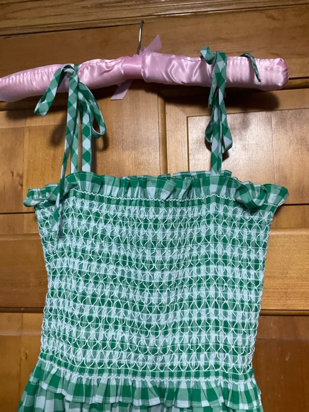 Kate Spade Gingham check Smocked-Bodice Maxi Dress in Wintergreen Sz medium NWT - Picture 7 of 12